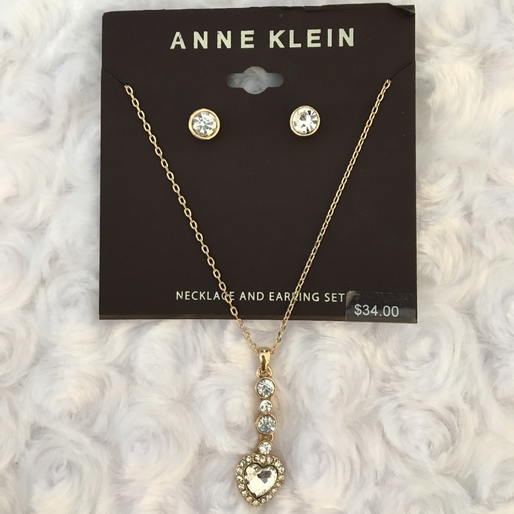 Anne Klein Heart Necklace/Earring Set